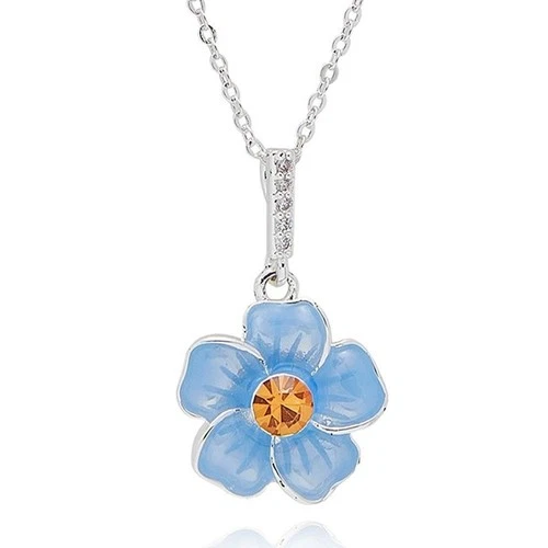Equilibrium Forget Me Not Elegant Silver Plated Dainty Necklace 359430