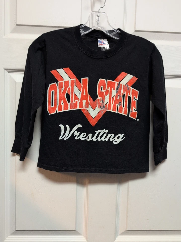 Camiseta de manga larga Oklahoma State Wrestling Boy talla M 10/12 algodón negro   Foto 2 de 4