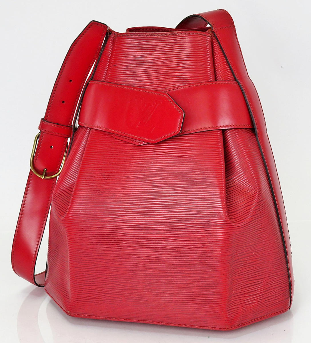 Louis Vuitton レザー ショルダーバッグ レッド Authentic LOUIS VUITTON Sac D'Paule Red Epi Leather PM Shoulder