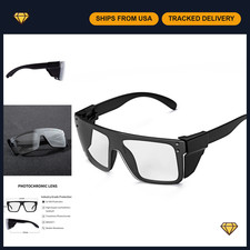 Photochromic Safety Glasses UV400 Light to Dark Grey Lens ANSI Z87 Impact Approv