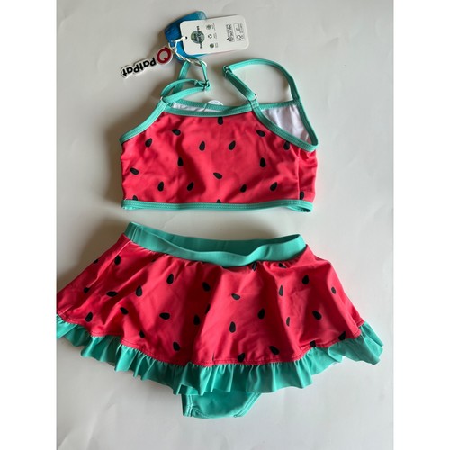 PatPat Disney Girls 4-5 Minnie Mouse Watermelon Swimsuit Skirted Bikini Set NWT - Picture 2 of 5