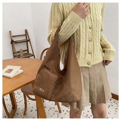 Vintage Suede Triangular Bag Japanese Single Shoulder Bag Office Worker - Picture 8 of 12