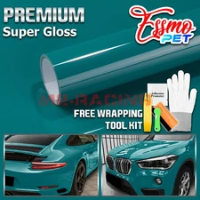 ESSMO PET Super Gloss Storm Green Car Vehicle Vinyl Wrap Decal Glossy Like Paint