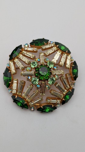 Vintage Brosche goldfarben grün Strass Made in Austria - Bild 5 von 24