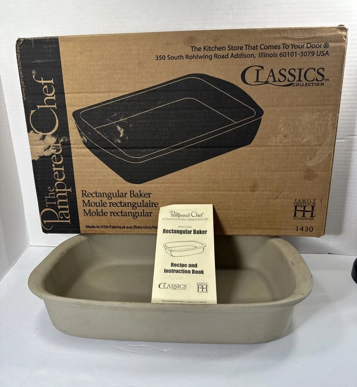 Pampered Chef 9x13 Stone Baker Dish 1430 Pan Rectangle