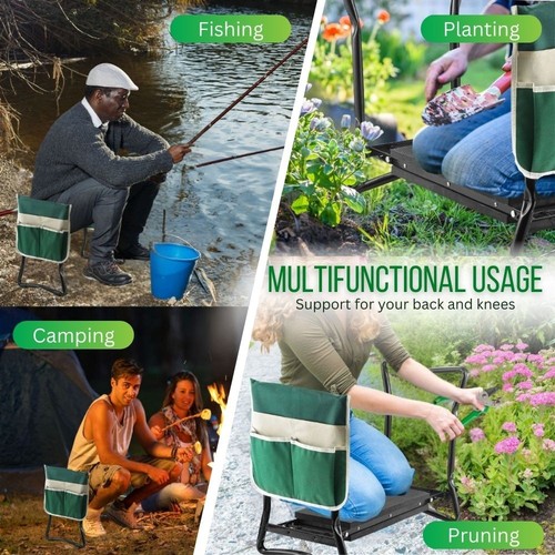 Foldable Kneeling Gardening Bench with Tool Storage Pouch - Picture 4 of 12