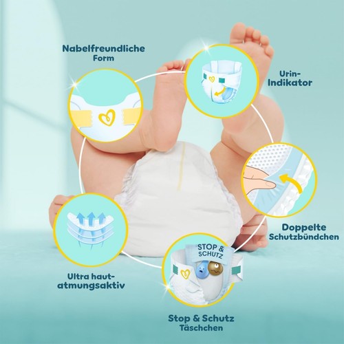 Pampers Baby Windeln Größe 1 2-5kg Premium Protection Newborn Monatbox 180 Stück - Bild 3 von 11