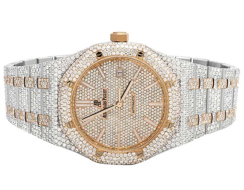 Reloj Hombre 41MM Audemars Piguet Roble Real 2 Tonos Oro Rosa con Diamantes 27.0 Ct - Imagen 3 de 10