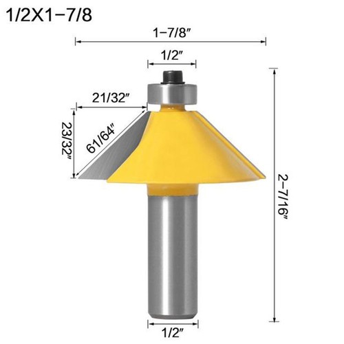 Chamfer Edging Router Bit 45 Degree Bevel Edging Chamfer Router Bit 12mm Shank - Picture 10 of 14