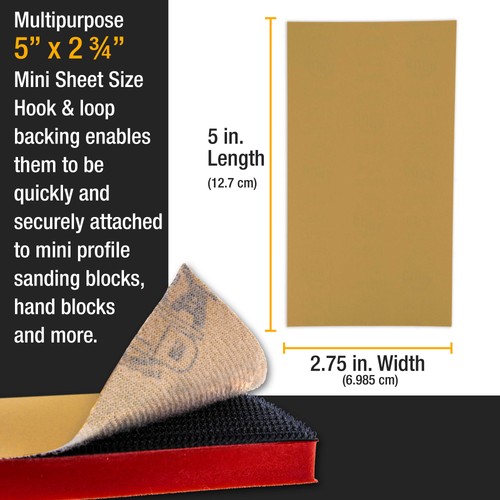 5" x 2.75" Sandpaper Sheets, 1000 Grit - 40 Hook & Loop Sheets - Palm Sanders - Picture 3 of 5
