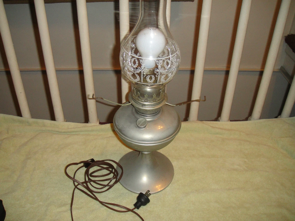 Vintage Success Oil Lamp Converted To Electric Aluminum Lamp Glass