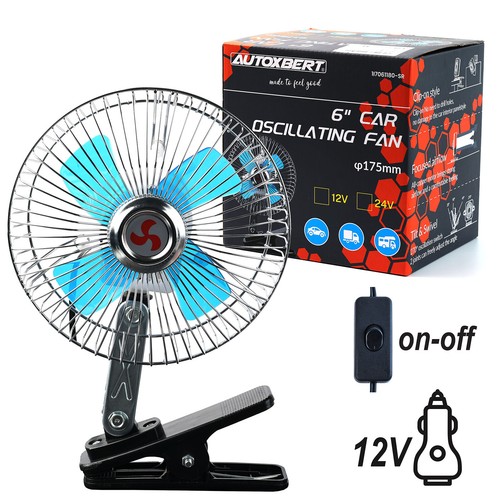 Ventilador de coche con clip de 12 V - Enfriador de tablero oscilante de 6" para vehículos y caravanas EE. UU. - Imagen 8 de 12