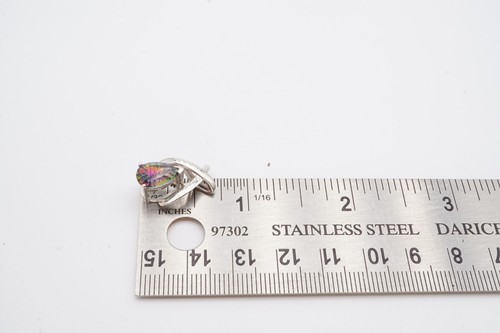 14k White Gold Mystic Topaz Pendant - Picture 8 of 9
