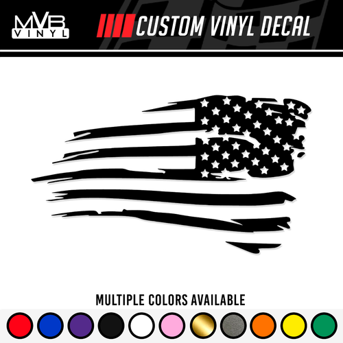 Distressed Tattered American Flag Vinyl Decal Sticker | Ripped Torn USA REVERSED - Picture 1 of 3