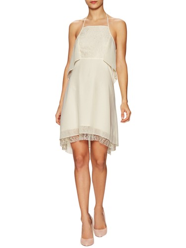 BCBGeneration Whisper White Overlay Lace Contrast Slip Dress $98 Retail Size 2