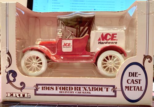 VINTAGE 1988 ERTL ACE HARDWARE 1918 FORD RUNABOUT DIECAST  TRUCK BANK 1/25 SCALE - Picture 1 of 6