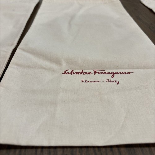 Salvatore Ferragamo 2 Staub Schuhbeutel Kordelzugverschluss weiß Canvas 16 x 8,5 - Bild 3 von 3