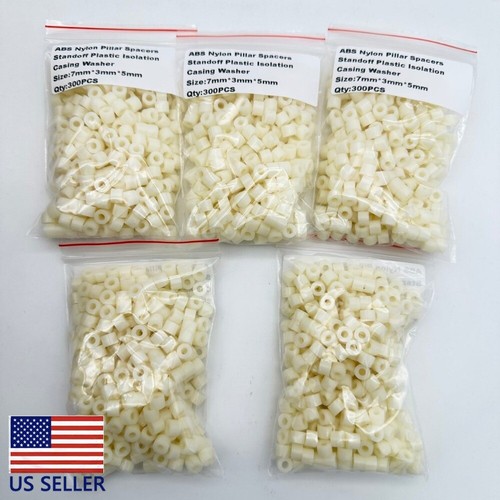 300PCS 7*3*5 ABS Nylon Pillar Spacers Standoff Plastic Isolation Casing Washer - Picture 3 of 5