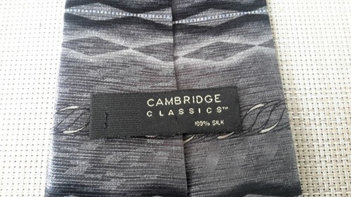 Cambrige Classics 100% Silk Mens Neckties Gray/Silver Abstract Made in Korea - Picture 4 of 7