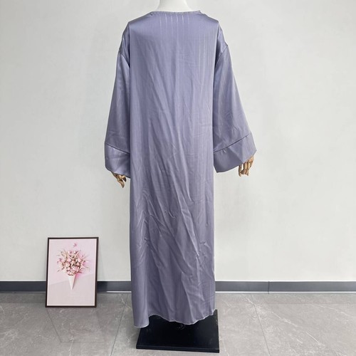 Muslim Women Long Dress Abaya Kaftan Satin Dubai Maxi Robe Evening Party Gown - Picture 21 of 40
