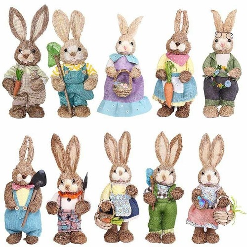 Easter Bunny Straw Rabbit Spring Home Decorations Garden Outdoor Artificial  - Picture 1 of 23