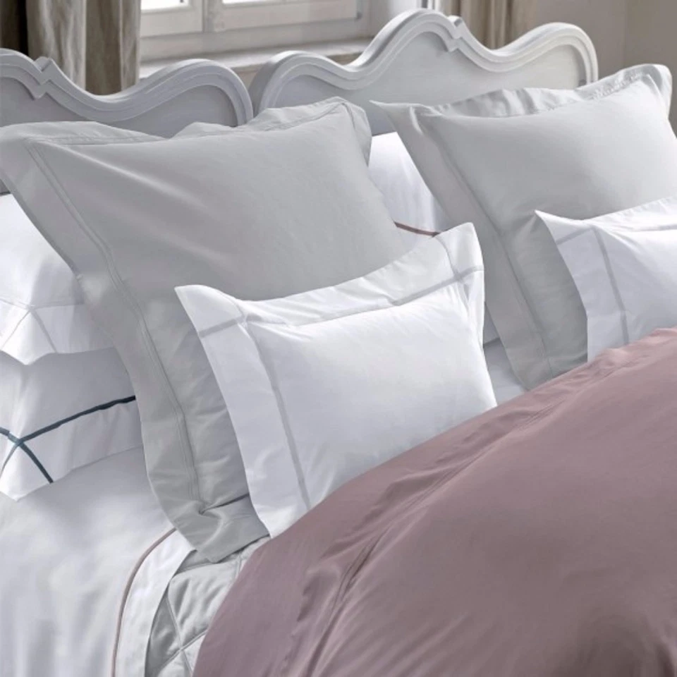 Yves Delorme Triomphe Taupe Queen Lençol Plano Sólido Sureau Algodão Cetim NOVO - Imagem 3 de 4