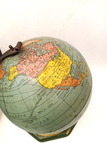 VTG 1930's J CHEIN Zodiac Seasons Month Base World Globe Tin Metal Litho AS IS - Picture 6 of 12