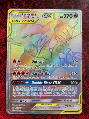 Reshiram & Charizard GX TAG TEAM - 217/214 - Rare Rainbow Card