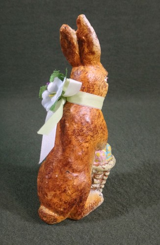 5" molded BROWN RABBIT bunny figure FOLK ART style EASTER decor - Picture 4 of 5