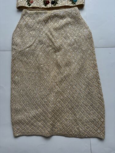 Vintage 60’s Ivory Multicolor Sequin Two Piece Skirt Set *See Pictures & Notes * - Picture 15 of 24