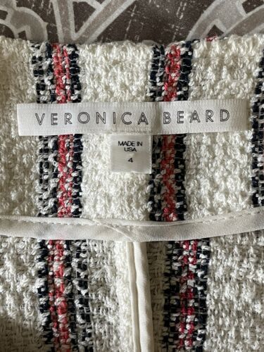 Veronica Beard Jacket Mara Striped Tweed Motorcycle Moto Sz 4 ASO TV Celebrity - Picture 10 of 12
