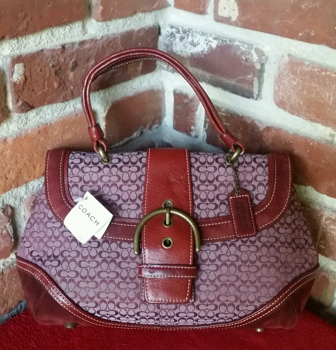AUTHENTIC NWT COACH CLASSIC SOHO MINI SIGNATURE BURGUNDY TOP