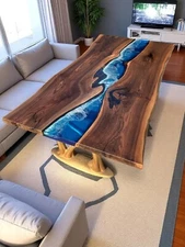 60"x30" Custom Order Ocean Wave River Beach Sofa Dining Table Wood Furniture Dec