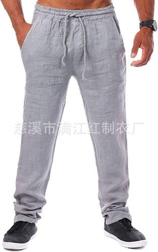 Summer Men's Thin Cotton Linen Loose Casual Elastic Drawstring Trousers - Bild 6 von 53