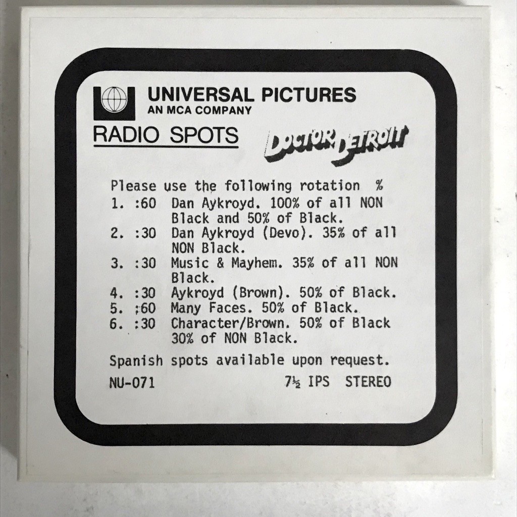 Universal Dan Akroid Doctor Detroit Collectible Movie Promo Radio Spot Reel A8 Universal Dan Akroid Doctor Detroit Collectible Movie Promo Radio Spot Reel A8