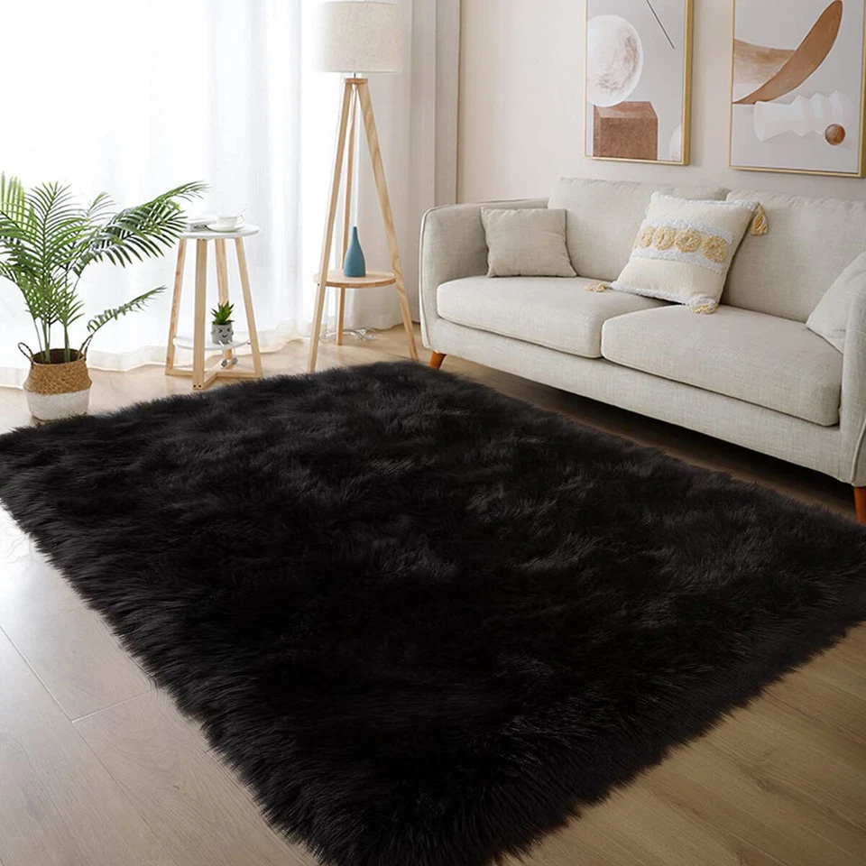Faux Fur Sheepskin Area Rug Non-Skid Furry Carpet for Living Room in Many Colors - Image 2 of 4