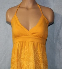 NEW Aeropostale Juniors Yellow Graphic Halter Top Small see measurements *