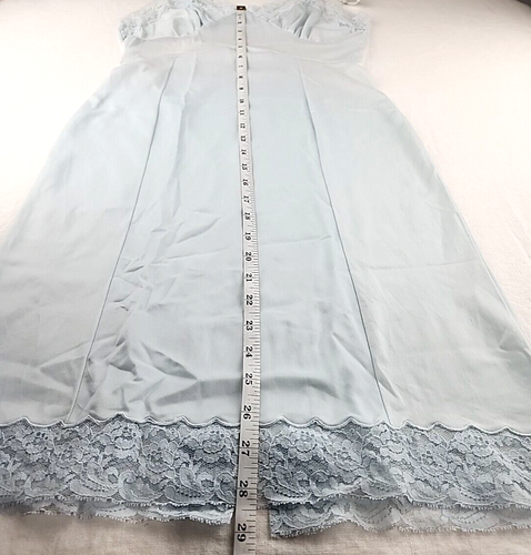 Vintage Heiress Nylon Kleid Slip Gr. 32 kurz hellblau Spitzenbesatz verstellbare Träger - Bild 6 von 11