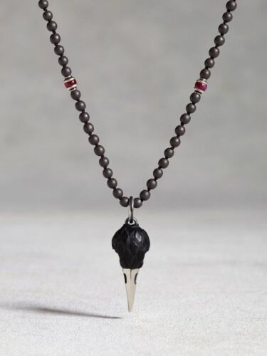 John Varvatos Collection Sterling Silver Raven Head Necklace Pendant