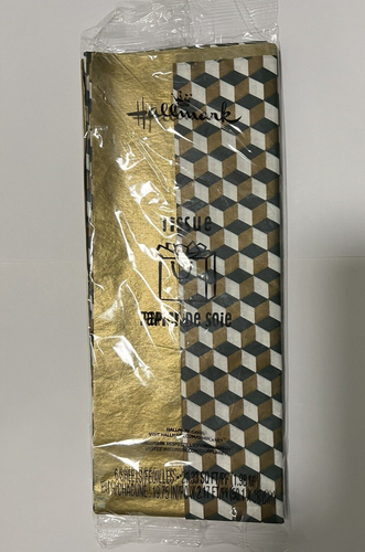 Hallmark Gift Wrapping Tissue- Gold, Green & White- NEW (A53) - Picture 2 of 6
