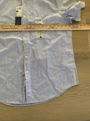 New U.S.Polo Assn Shirt Mens XL Slim Fit Blue Button Short Sleeve Collared Logo - Picture 12 of 16
