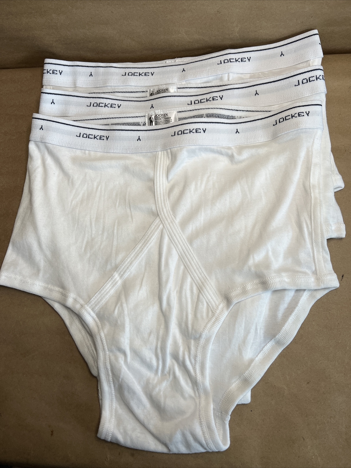 3 Vtg Jockey Classic Briefs White Underwears Mens Size 36 RN61683