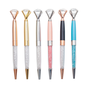 Ballpoint-Pens-6-Pcs-Big-Diamond-Pen-Rhinestones-Crystal-Metal-Ball-Pen