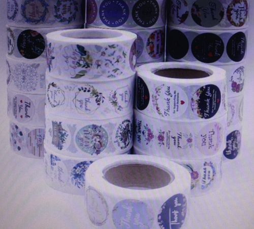 500 Pcs 1 inch Assorted Floral Thank You Stickers Round Sealing & Shipping NIP - Picture 3 of 8