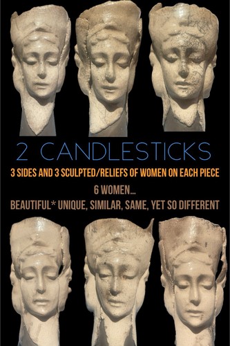 RARE PAIR Of Female Sculpted Studio POTTERY CANDLE STICK HOLDERS * Studio Art - Picture 6 of 21