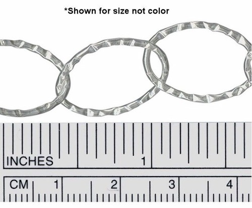 Chain, 16.4 Foot Spool Gunmetal Hammered Oval Bulk Chain with 14x20mm Links - Picture 2 of 2