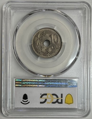 1901 Belgium 10 Centimes PCGS MS65 Key Date Coin Léopold II Gold Shield Secure - 第 5/15 張圖片