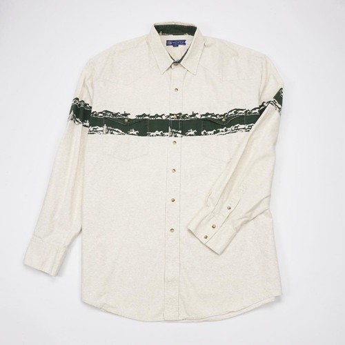 ROPER Cowboy Scene Pearl Snap WESTERN Shirt Long Sleeve Mens XL - Picture 2 of 10