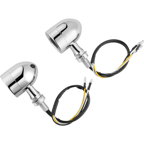 For Suzuki Yamaha Honda Harley 2PCS Chrome Motorcycle Bullet Retro Turn Signals - Picture 14 of 19