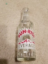 Vintage Sun-Rise Beverages 7 oz Clear ACL Glass Soda Bottle